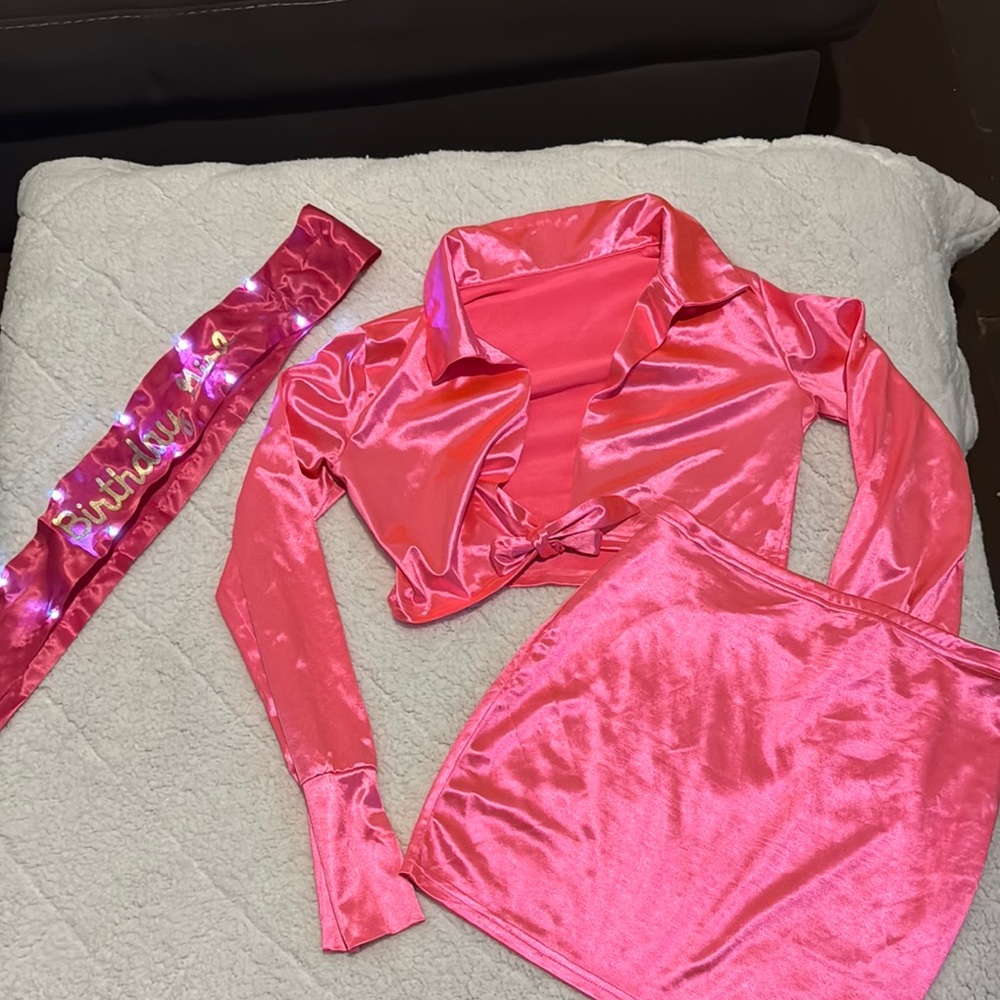 Pink Satin Women's Set